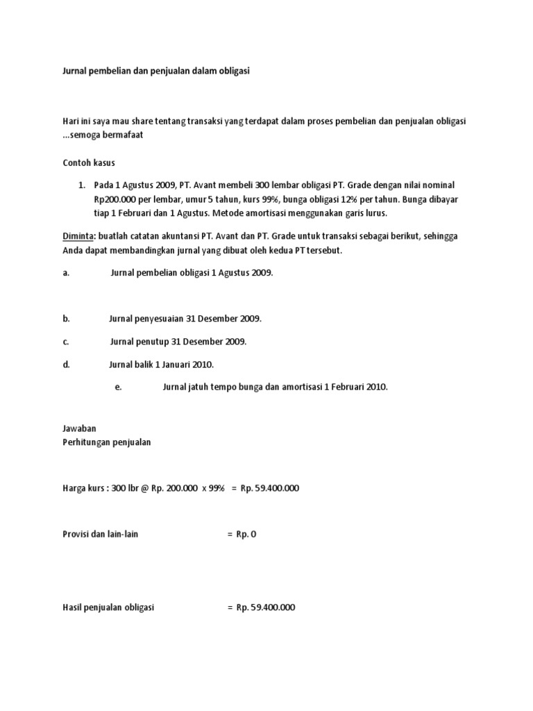 Detail Contoh Soal Obligasi Nomer 25