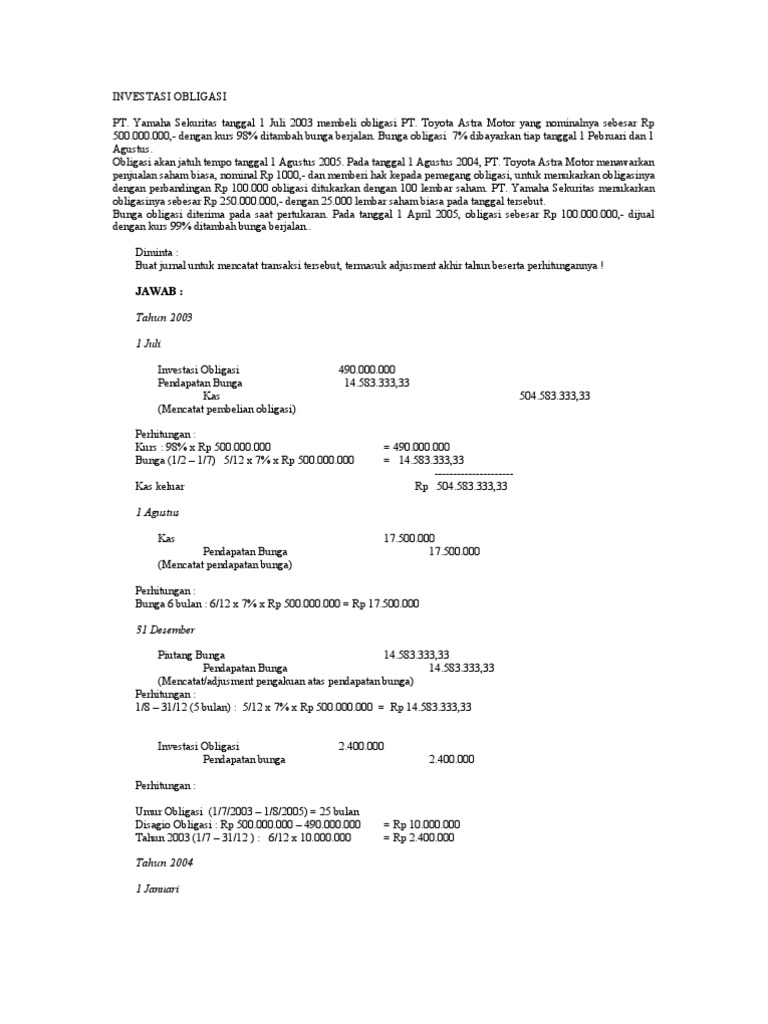 Detail Contoh Soal Obligasi Nomer 7