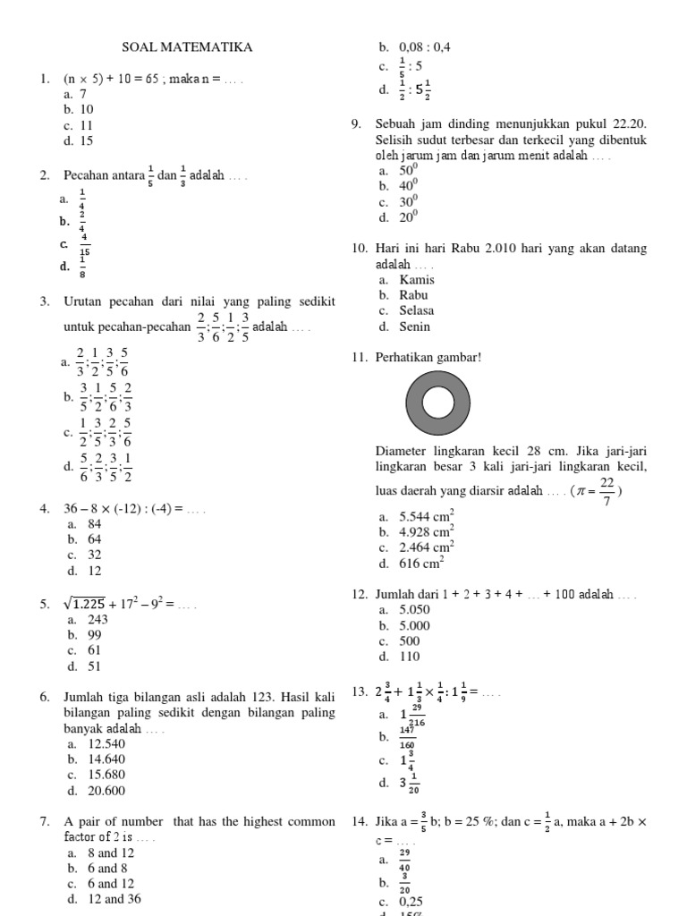 Detail Contoh Soal Olimpiade Matematika Sd Nomer 11