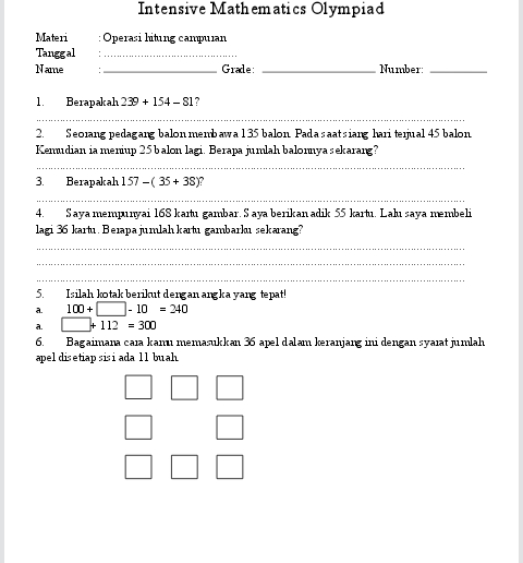 Detail Contoh Soal Olimpiade Matematika Sd Nomer 24