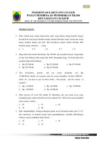 Detail Contoh Soal Olimpiade Matematika Sd Nomer 4