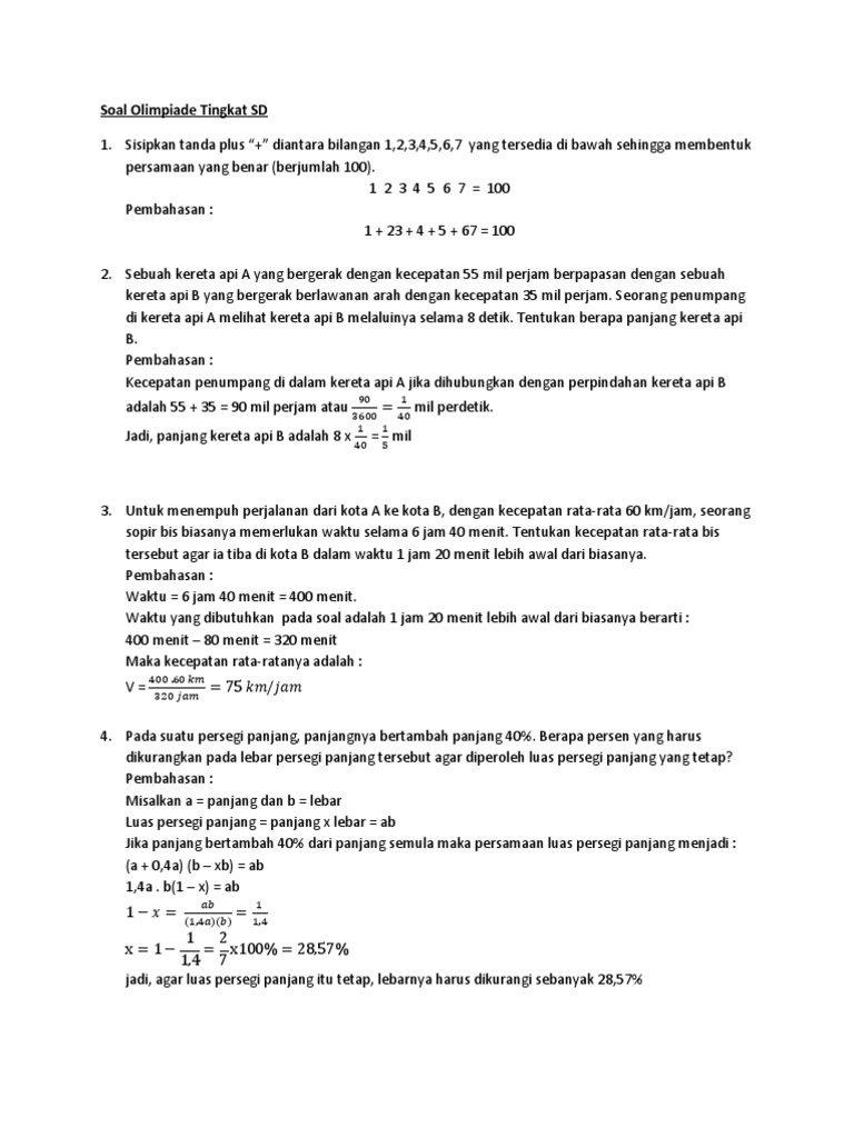 Detail Contoh Soal Olimpiade Matematika Sd Nomer 55