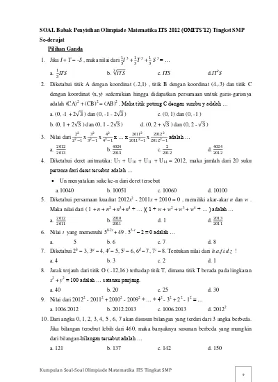 Detail Contoh Soal Olimpiade Matematika Sma Nomer 46