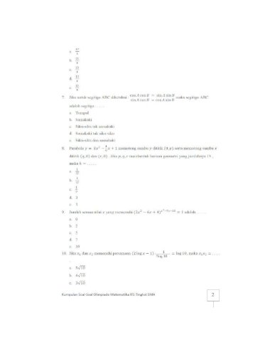 Detail Contoh Soal Olimpiade Matematika Sma Nomer 47