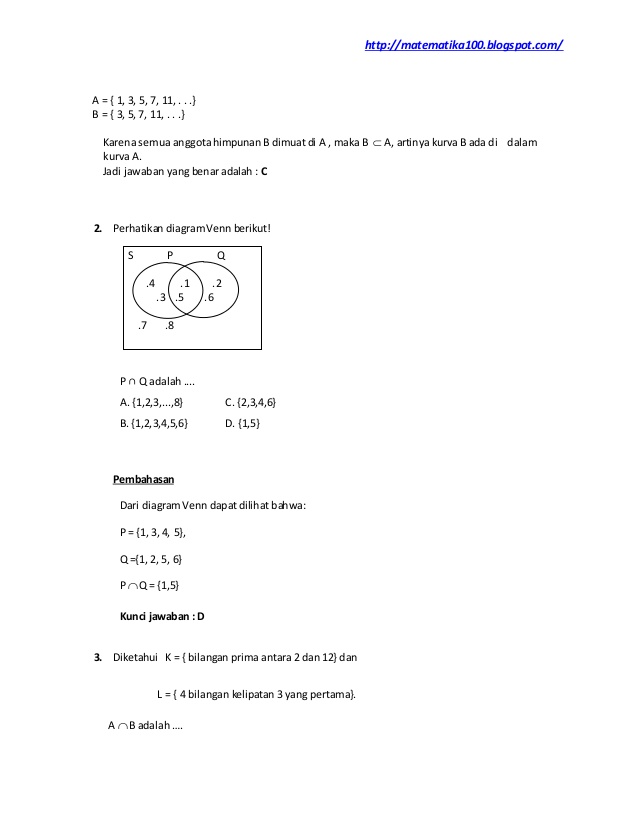Detail Contoh Soal Operasi Himpunan Nomer 23