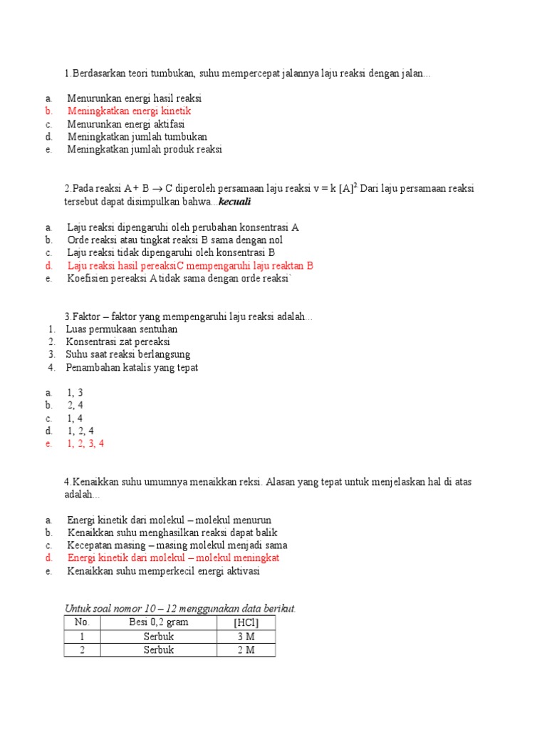 Detail Contoh Soal Orde Reaksi Nomer 49