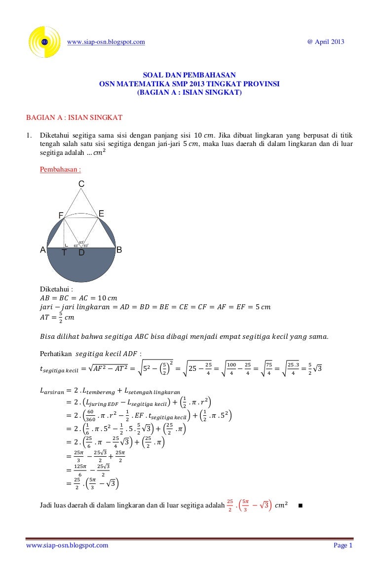 Detail Contoh Soal Osn Matematika Smp Nomer 53