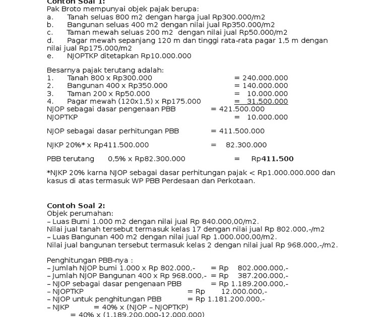 Detail Contoh Soal Pajak Bumi Dan Bangunan Nomer 20