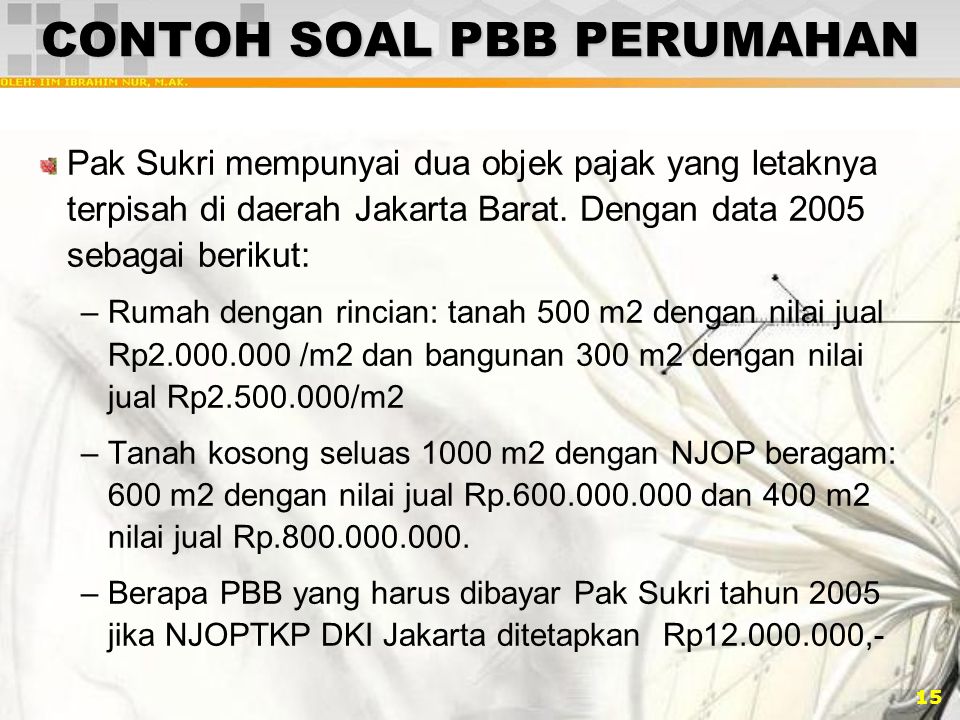 Detail Contoh Soal Pajak Bumi Dan Bangunan Nomer 4