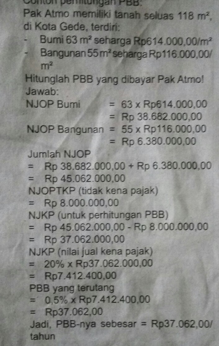 Detail Contoh Soal Pajak Bumi Dan Bangunan Nomer 32