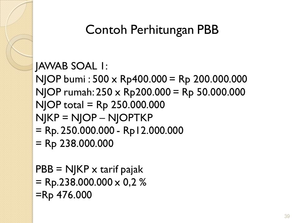 Detail Contoh Soal Pajak Bumi Dan Bangunan Nomer 33