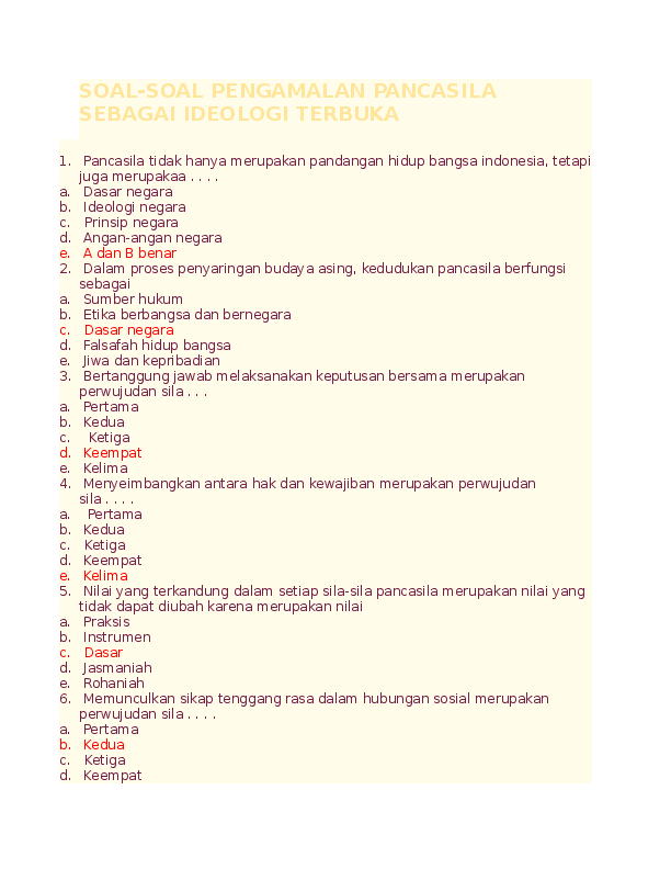 Detail Contoh Soal Pancasila Nomer 3