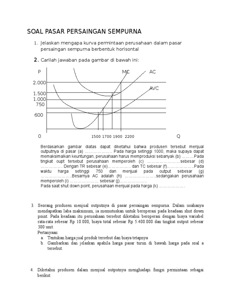 Detail Contoh Soal Pasar Persaingan Sempurna Nomer 5