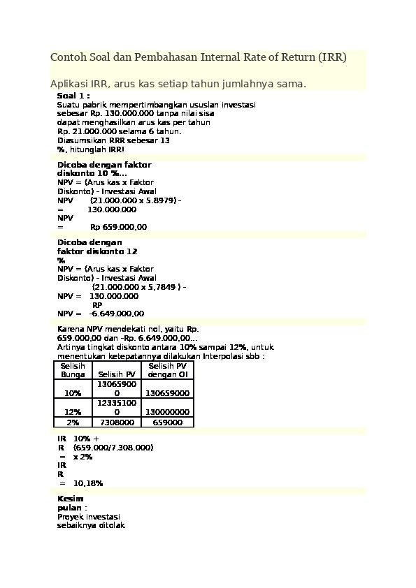 Detail Contoh Soal Payback Period Nomer 33