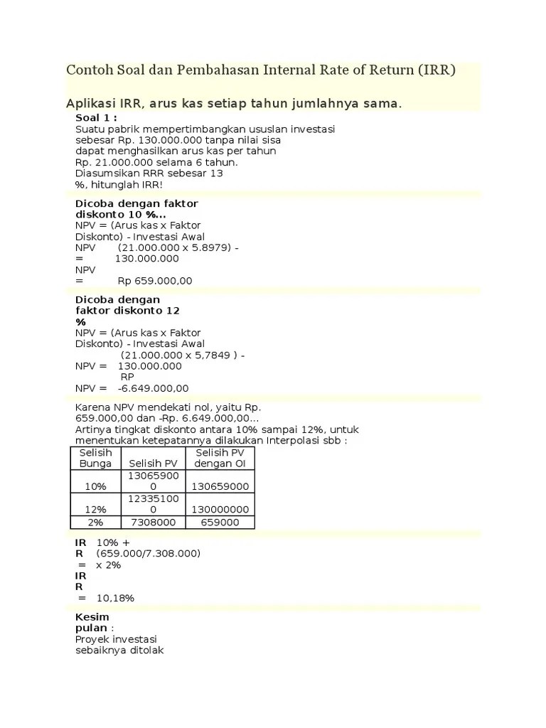 Detail Contoh Soal Payback Period Nomer 47