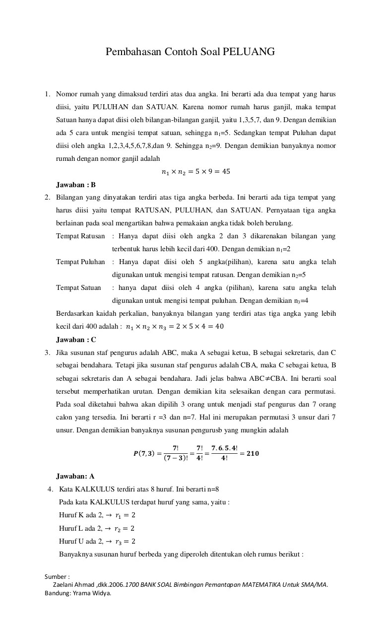 Detail Contoh Soal Peluang Statistika Kuliah Nomer 31