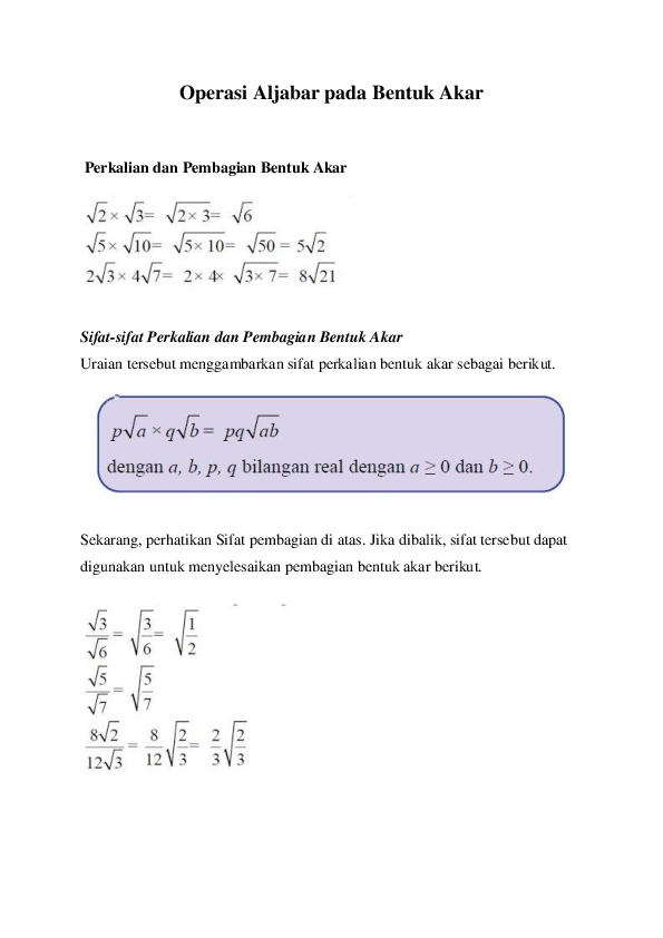 Detail Contoh Soal Pembagian Bentuk Akar Nomer 44