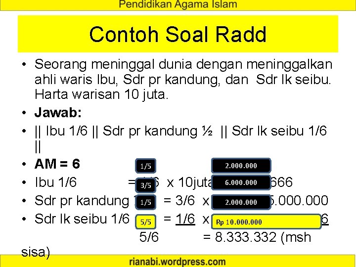 Detail Contoh Soal Pembagian Harta Warisan Nomer 15