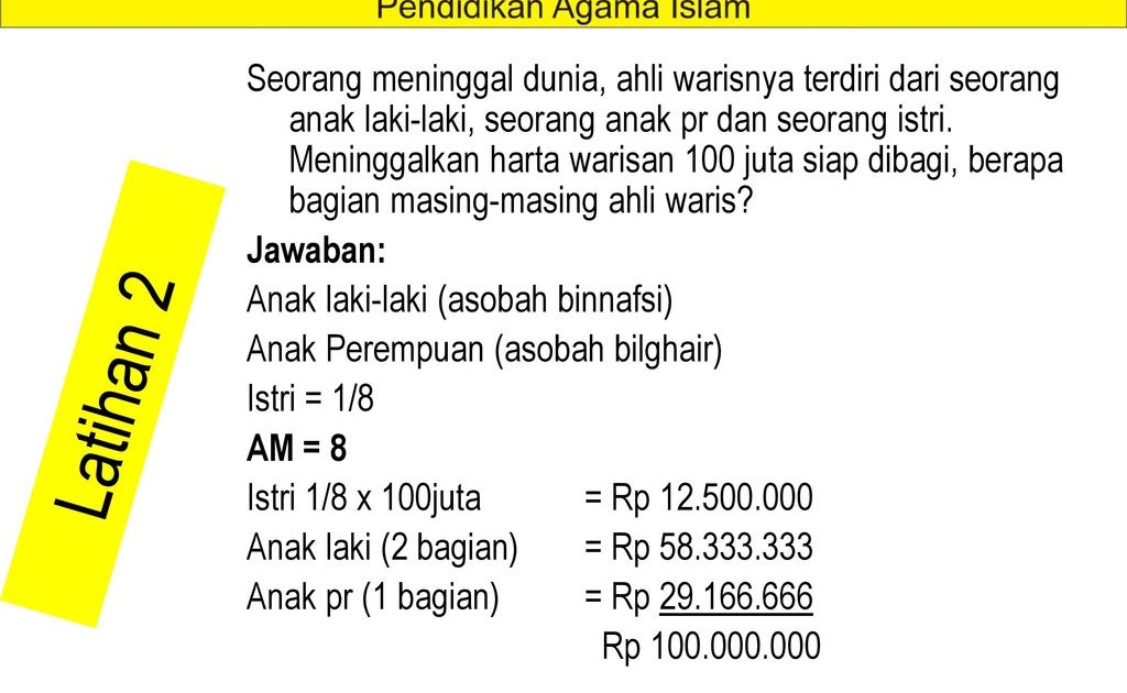 Detail Contoh Soal Pembagian Warisan Nomer 23