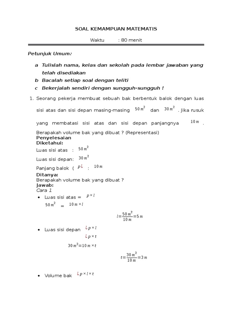 Detail Contoh Soal Penalaran Matematika Nomer 18