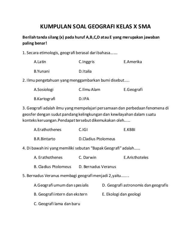 Detail Contoh Soal Pendekatan Geografi Nomer 31