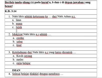 Detail Contoh Soal Pendidikan Agama Islam Kelas 1 Sd Nomer 26