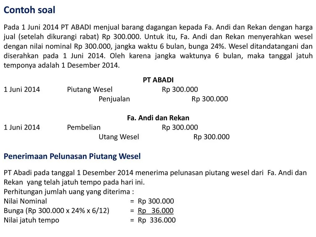 Detail Contoh Soal Pendiskontoan Wesel Nomer 14