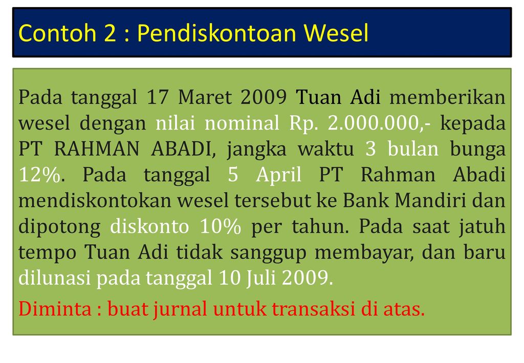 Detail Contoh Soal Pendiskontoan Wesel Nomer 52