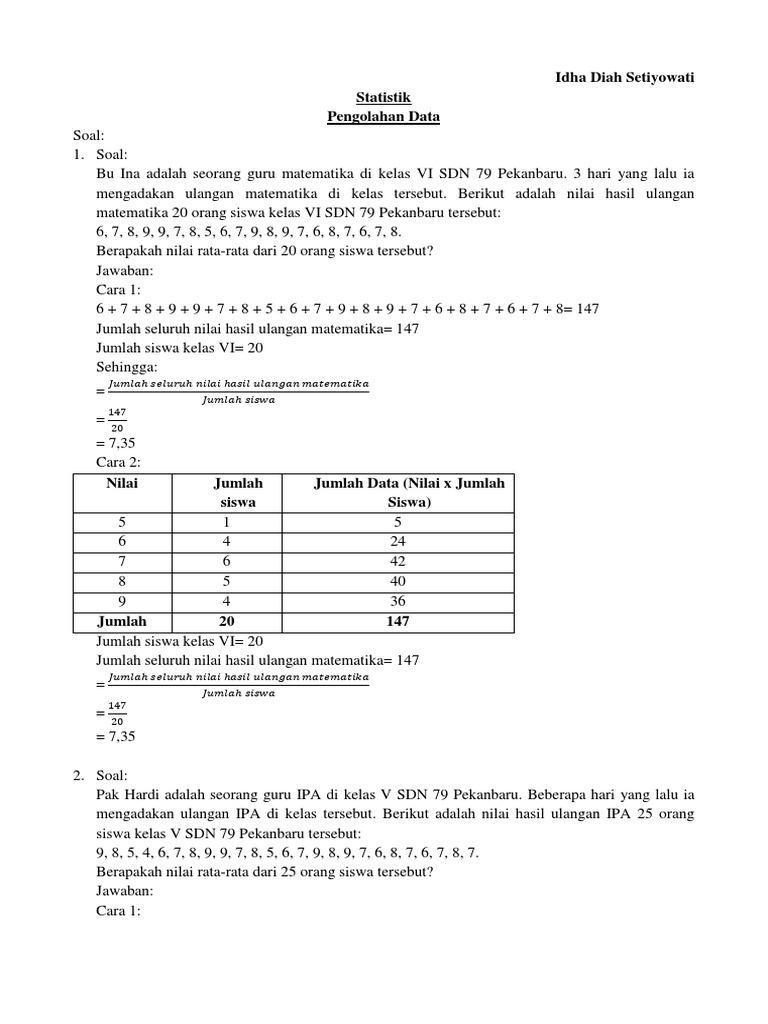 Detail Contoh Soal Pengolahan Data Nomer 50