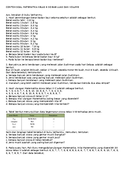 Detail Contoh Soal Pengolahan Data Kelas 4 Sd Nomer 55