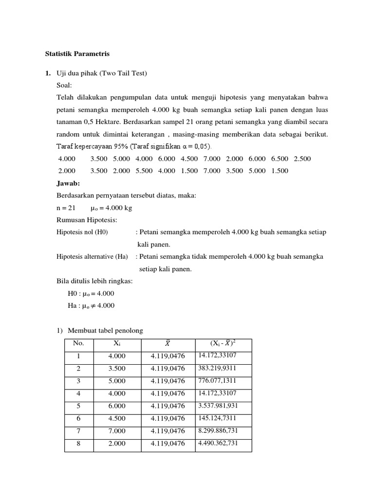 Detail Contoh Soal Pengujian Hipotesis Nomer 6