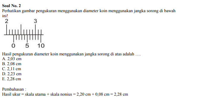 Detail Contoh Soal Pengukuran Jangka Sorong Nomer 21