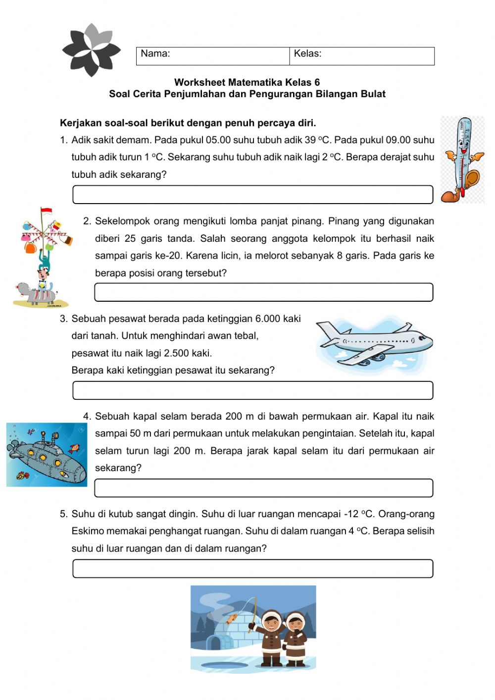 Detail Contoh Soal Pengurangan Bilangan Bulat Nomer 39