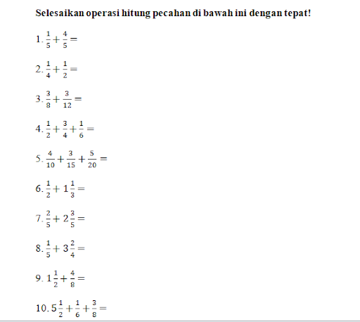 Detail Contoh Soal Pengurangan Pecahan Nomer 24