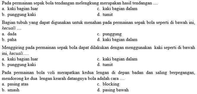 Detail Contoh Soal Penjas Nomer 12