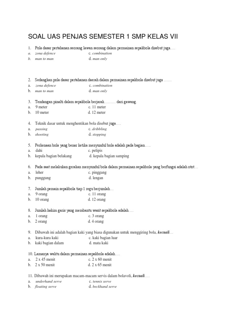 Detail Contoh Soal Penjas Nomer 16