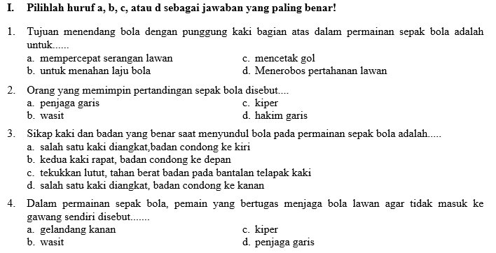 Detail Contoh Soal Penjas Kelas 10 Semester 2 Nomer 33