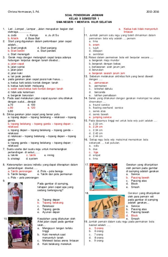 Detail Contoh Soal Penjas Kelas 11 Nomer 12