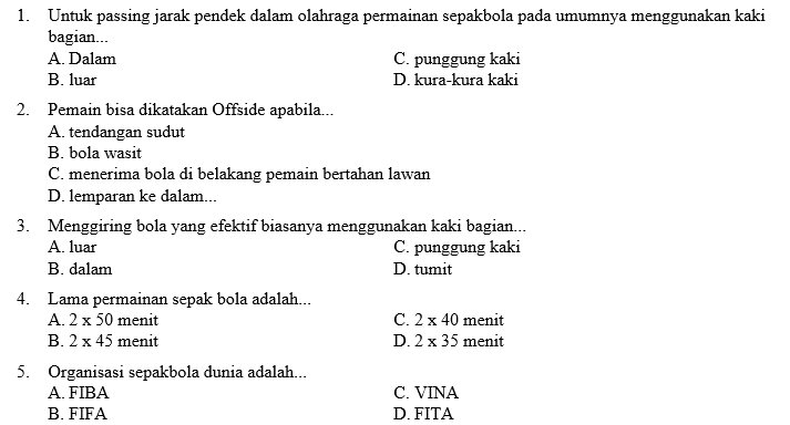 Detail Contoh Soal Penjas Kelas 11 Semester 1 Nomer 54