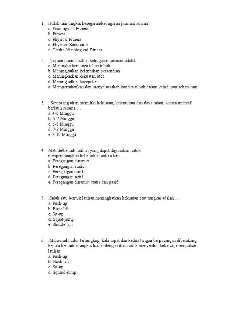 Detail Contoh Soal Penjas Kelas 11 Semester 2 Nomer 24