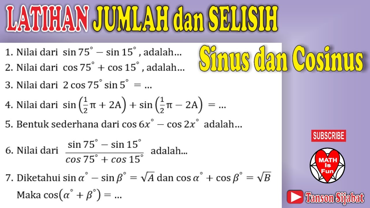 Detail Contoh Soal Penjumlahan Trigonometri Nomer 46