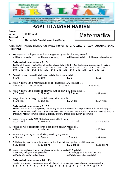 Detail Contoh Soal Penyajian Data Kelas 5 Sd Nomer 28