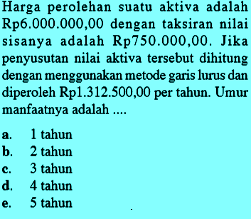Detail Contoh Soal Penyusutan Metode Garis Lurus Nomer 20