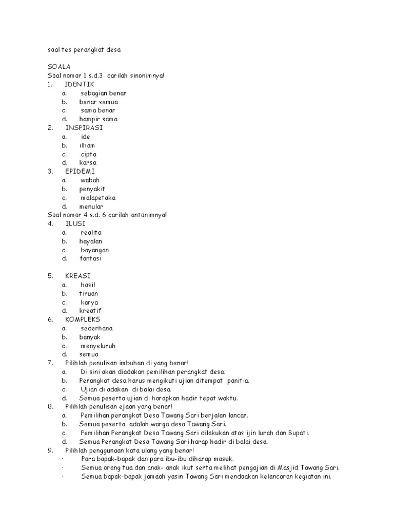 Detail Contoh Soal Perangkat Desa Nomer 14