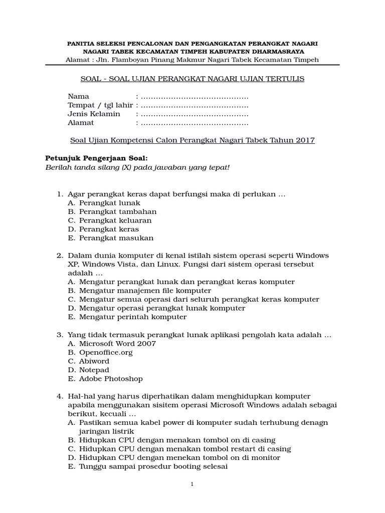 Detail Contoh Soal Perangkat Desa Nomer 29