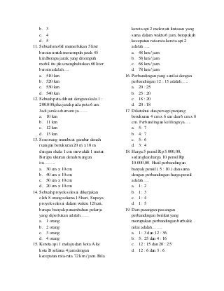 Detail Contoh Soal Perbandingan Matematika Smp Nomer 4