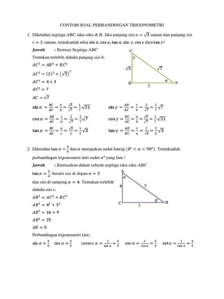 Detail Contoh Soal Perbandingan Trigonometri Nomer 5