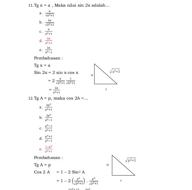 Detail Contoh Soal Perbandingan Trigonometri Nomer 45