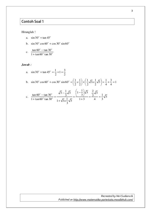 Detail Contoh Soal Perbandingan Trigonometri Sudut Istimewa Nomer 29