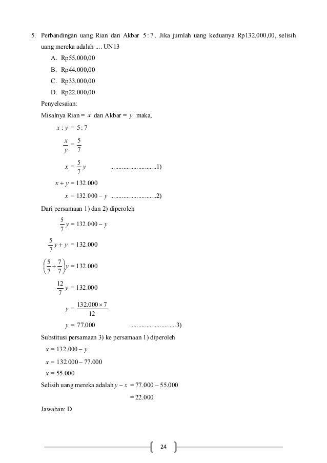 Detail Contoh Soal Perbandingan Uang Nomer 38